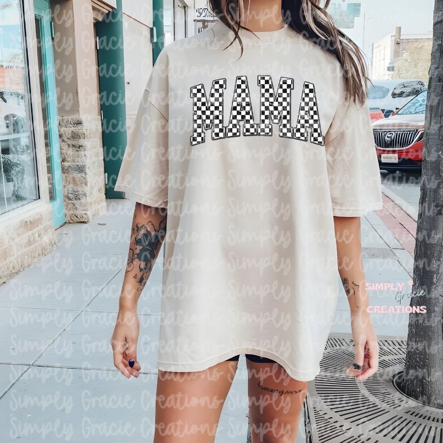 Checkered Mama Tee