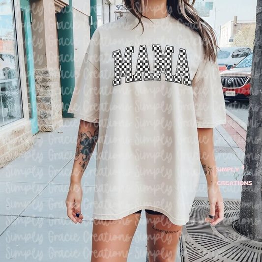 Checkered Mama Tee